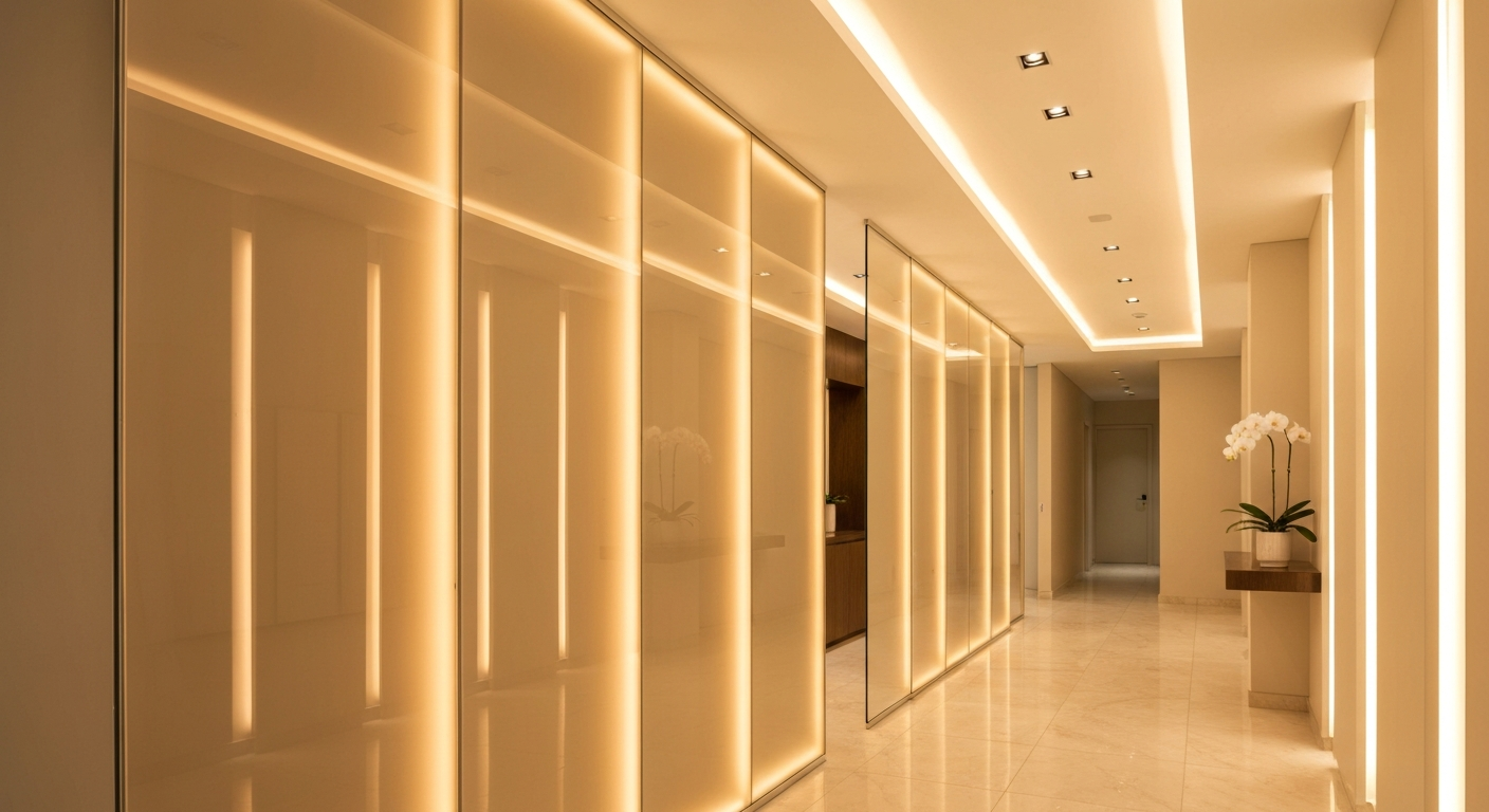 Corredor da Cliniestética — ambiente premium